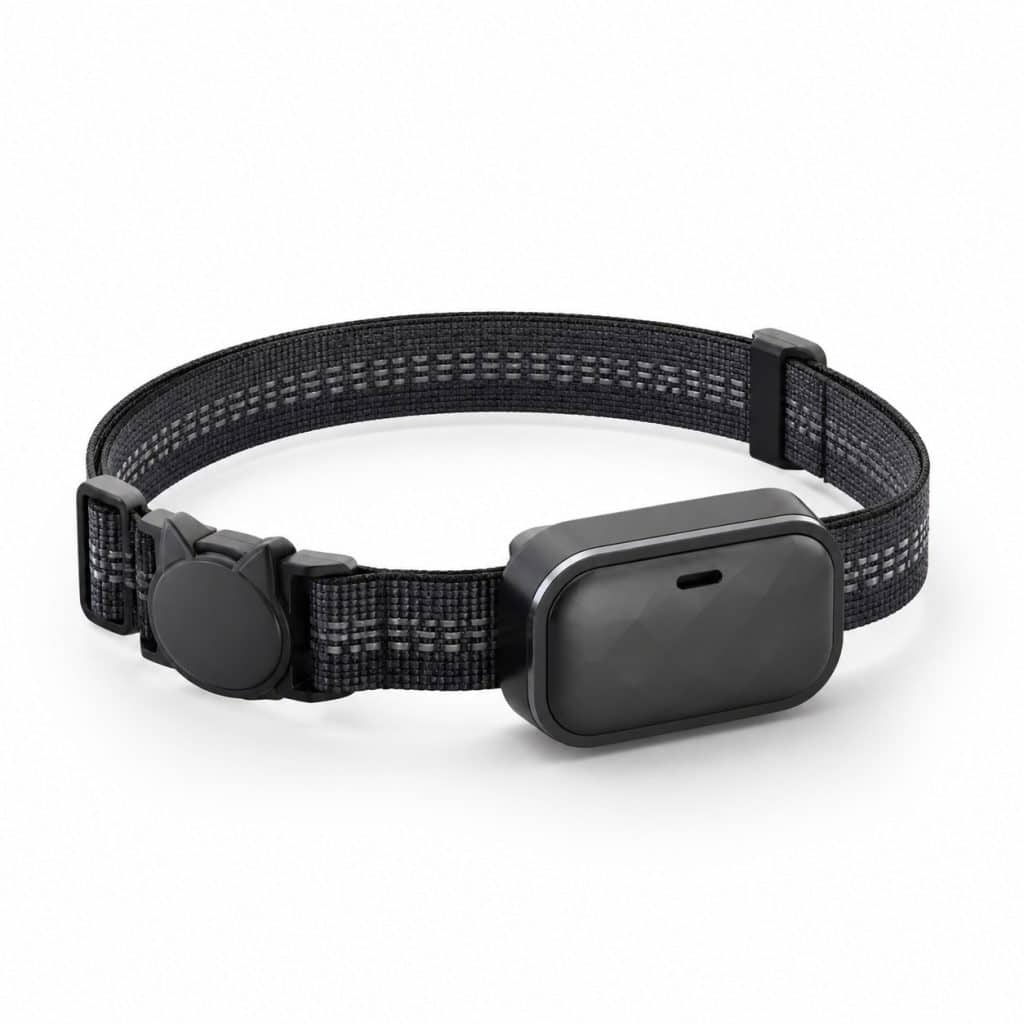 Collier avec repérage géolocalisé pour chat présenté seul